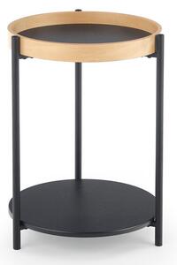 Măsuță laterală Houston 364, Stejar, Negru, Metal, Furnir din lemn natural, 55cm, 4 kg