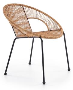 Scaun de exterior Houston 446, Negru, Maro deschis, Lozie din plastic, Metal, 74x69x60cm, 3.3 kg
