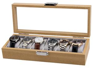 Cutia pentru bijuterii pentru 6 ceasuri, culoare naturala
