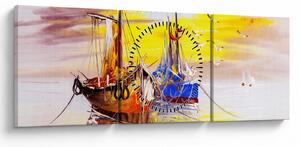 Tablou - Pictură barcă (cu ceas) (90x30 cm)