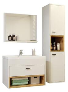 Set baie Velum I, Stejar artizan, Alb, PAL laminat, 47 kg