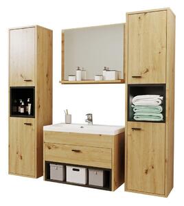 Set baie Velum II, Stejar artizan, Negru, PAL laminat, 66 kg