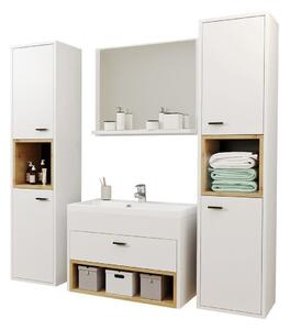 Set baie Velum II, Stejar artizan, Alb, PAL laminat, 66 kg