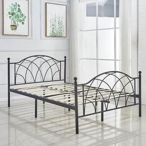 Cadru pat metalic Lotti cu grilaj cadou, in mai multe dimensiuni si culori-160x200 cm-negru
