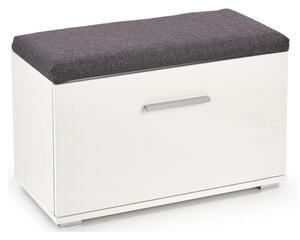 Dulap pantofi Cirveso 117, Alb lucios, Gri, Alb, PAL laminat, 45x70x32cm, 18 kg