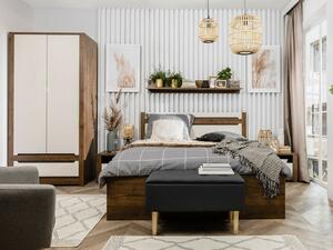 Set dormitor Ophevaru 118, April stejar, Crem lucios, MDF, PAL laminat
