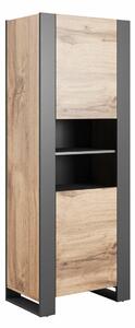 Raft Socius, Stejar Wotan, Antracit, PAL laminat, 171x65x40cm, 64 kg