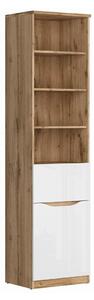 Raft Avifera 115, Stejar Wotan, Alb lucios, PAL laminat, 198x50x40cm, 39 kg