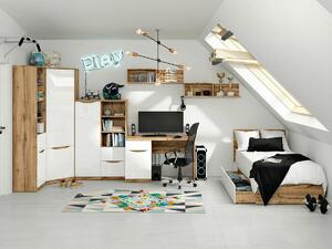 Set de mobilier Avifera 119, Alb lucios, Stejar Wotan, PAL laminat, MDF