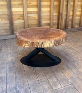 Măsuță de cafea „Oak Titan” – stejar masiv cu inserții de rășină - 88x78 cm