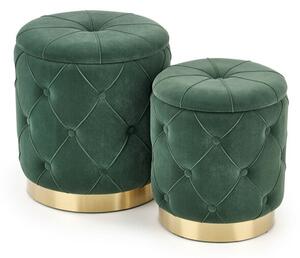 Set de tabureți tapițați Houston 1154, Auriu, Verde închis, Tapiterie, 44cm, 6.3 kg