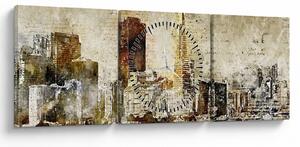 Tablou - Oraș artistic (cu ceas) (90x30 cm)