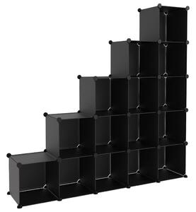 Organizator cub de depozitare, 15 cuburi, negru, PP