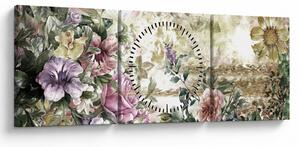Tablou - Flori de design (cu ceas) (90x30 cm)