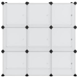 Organizator cub de depozitare cu uși, 9 cuburi, transparent PP