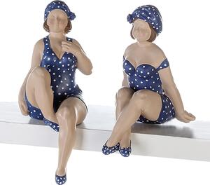 Set 2 figurine Becky, rasina, albastru alb, 18x12x31 cm