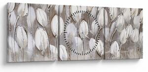 Tablou - Lalele structurate (cu ceas) (90x30 cm)