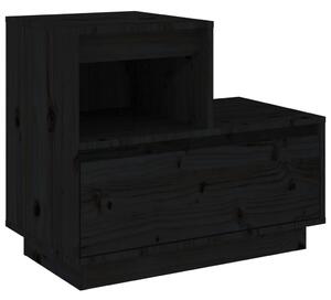 Noptieră, negru, 60x34x51 cm, lemn masiv de pin