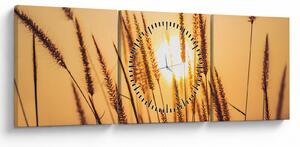 Tablou - Iarbă la soare (cu ceas) (90x30 cm)