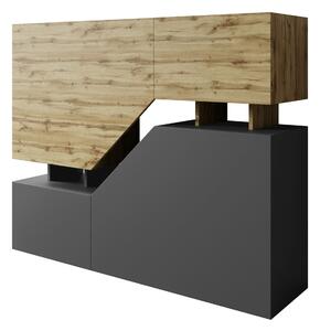 Bufet Comfivo Daldune, Stejar Wotan, Antracit, PAL laminat, 100x120x35cm, 45 kg