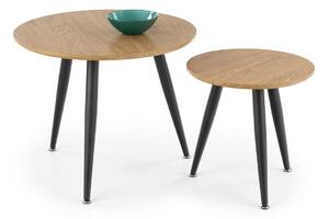Set de măsuțe de cafea Houston 1214, Stejar auriu, Negru, Metal, 48cm, 9 kg