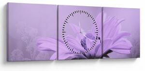 Tablou - Flori mov (cu ceas) (90x30 cm)