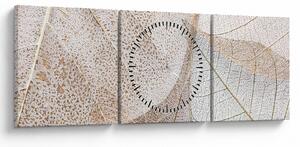 Tablou - Frunze bej (cu ceas) (90x30 cm)