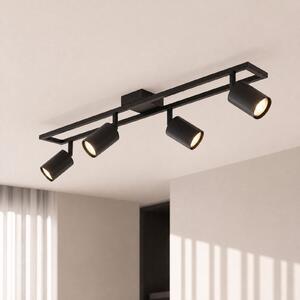 Lindby Spot de tavan Bravius, negru, cu 4 becuri, din fier, reglabil, Negru, Camera de zi / sufragerie, Metal