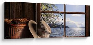 Tablou - Echipament de pescuit (cu ceas) (90x30 cm)