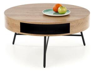 Măsuță de cafea Houston 1330Negru, Stejar auriu, 4cm, MDF, Rotund