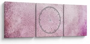 Tablou - Mandala pe zid roz (cu ceas) (90x30 cm)