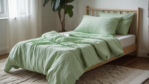 Lenjerie de pat MOELLIN muselina verde deschis Dimensiunile lenjeriei: 70 x 90 cm | 140 x 200 cm