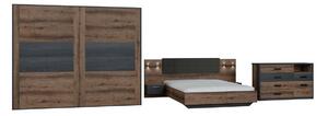 Set dormitor Livmoru 121, Stejar negru, Stejar Monastery, PAL laminat