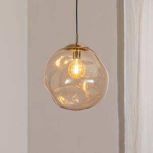 TK Lighting Suspensie din sticlă Sol, Ø 35 cm, negru/arămiziu, reglabil, Transparent, Camera de zi / sufragerie, Sticlă, Modern
