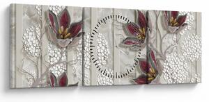 Tablou - Flori decorative (cu ceas) (90x30 cm)