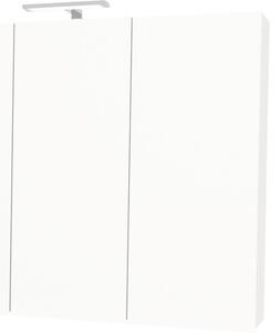 Dulap baie cu oglindă Savini Due Fly, 3 uși, iluminare LED, PAL/sticlă lustruită, 100x77,5 cm, alb lucios, IP 44