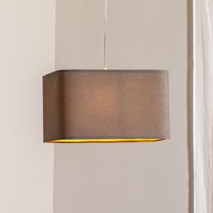 Maco Design Lampă suspendată Kwadro, gri, 40 x cm, țesătură velur, reglabil, Gri, Camera de zi / sufragerie, Țesătură / Textil