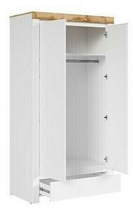 Set de mobilier Sonsoru 136, Stejar Wotan, Alb, Alb lucios, PAL laminat