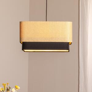 Maco Design Kwadro Duo lampă suspendată, negru/bej, 50x50cm, iută/satin, reglabil, Bej, Camera de zi / sufragerie, Țesătură / Textil