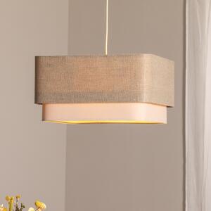Maco Design Kwadro Duo lampă suspendată, crem/bej, 50x50cm, lenjerie, reglabil, Bej, Camera de zi / sufragerie, Țesătură / Textil