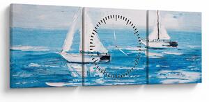 Tablou - Pictură yacht pe mare (cu ceas) (90x30 cm)