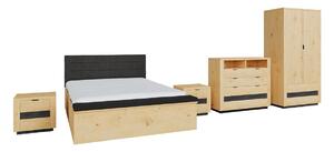 Set dormitor Sermeli 116, Negru, Stejar artizan, MDF, PAL laminat