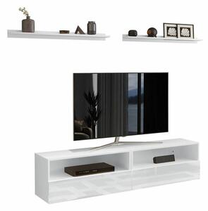 Comodă TV Fraga, Alb, Alb lucios, MDF, PAL laminat, 40x172x38cm, 43.41 kg