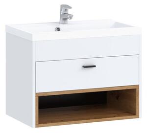 Cabinet atârnat pentru baie Velum, Alb, Stejar artizan, PAL laminat, 45x60x35cm, 11.5 kg