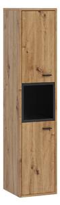 Cabinet de baie suspendat Velum, Stejar artizan, Negru, PAL laminat, 133x30x30cm, 19 kg