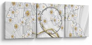 Tablou - Copac cu decor auriu (cu ceas) (90x30 cm)