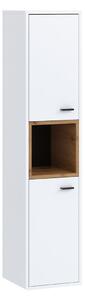 Cabinet de baie suspendat Velum, Stejar artizan, Alb, PAL laminat, 133x30x30cm, 19 kg