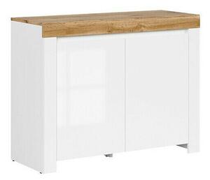 Bufet Sonsoru 101, Alb, Alb lucios, Stejar Wotan, PAL laminat, 84x106x42cm, 36 kg