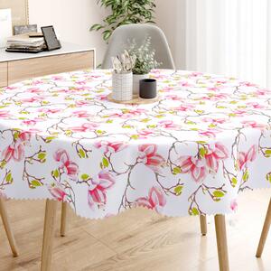 Goldea față de masă teflonată - model 064 magnolii roz - rotundă Ø 120 cm