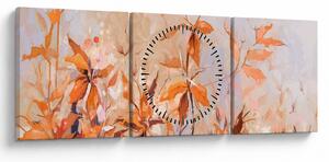 Tablou - Flori pictate (cu ceas) (90x30 cm)